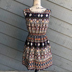 SPEED CONTROL BOHO AZTEC SLEEVELESS MINI DRESS SIZE LARGE